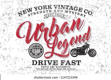 vintage motorcycle graphic for apparel