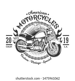 Vintage Motorcycle Graphic  Element - T-shirt Graphic For Riders