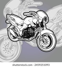 Vintage motorcycle. Hand drawn motorbike E Sport logo style