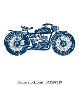 Vintage Motorcycle Hand Drawn Silhouette Vector Stock Vector (Royalty ...