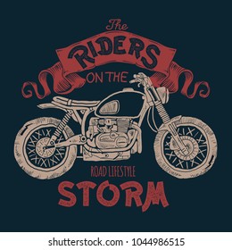 Vintage Motorcycle hand drawn t-shirt print