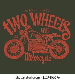 Vintage Motorcycle hand drawn vector t-shirt design