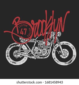 Vintage Motorcycle hand drawn vector print design