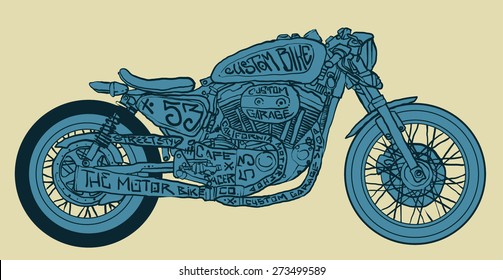 Vintage Motorcycle hand drawn vector