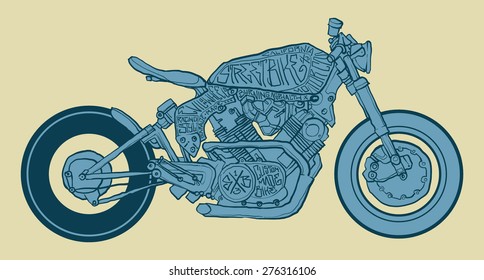Vintage Motorcycle hand drawn vector