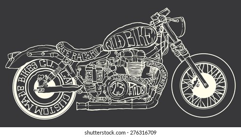 Vintage Motorcycle hand drawn vector