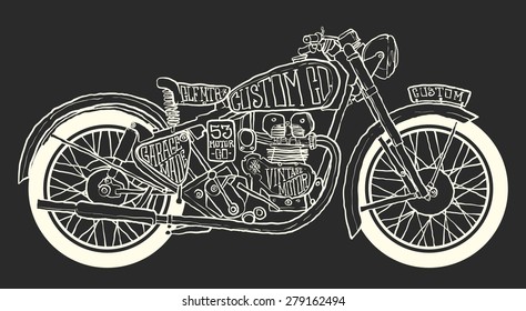 Vintage Motorcycle hand drawn vector