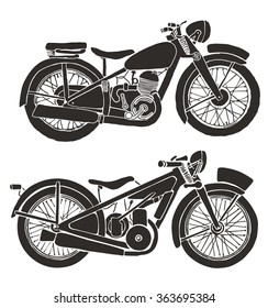 Motocicleta Antiguas. Ilustración vectorial dibujada a mano.