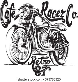 Vintage Motorcycle hand drawn vector