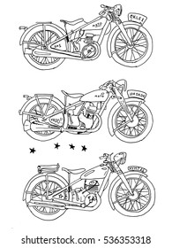 Vintage Motorcycle. Hand drawn vector illustration.