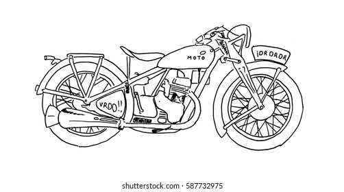 Vintage Motorcycle. Hand drawn vector illustration.
