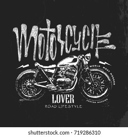 Vintage Motorcycle hand drawn vector t-shirt