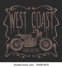 Vintage Motorcycle hand drawn vector t-shirt.