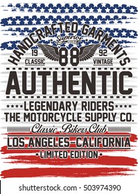 Vintage motorcycle, handcrafted typography, t-shirt graphics, vectors