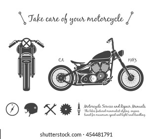 Vintage motorcycle infographic. old-school bike theme. vector illustration.