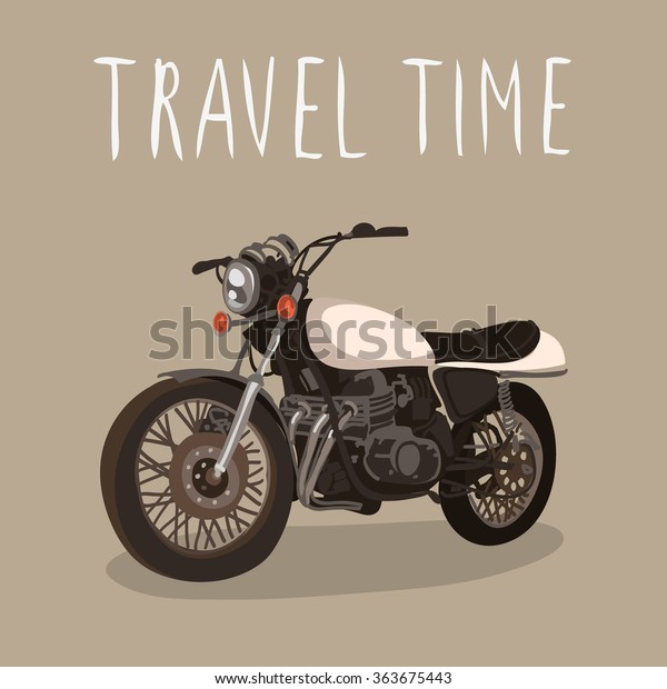 Vintage\
motorcycle isolated. Travel time.Motorbike\
vector