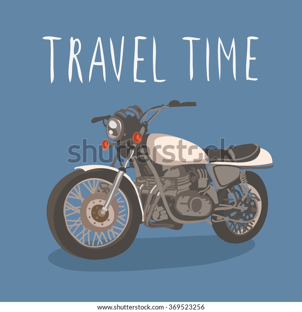 Vintage\
motorcycle isolated. Travel time.Motorbike\
vector