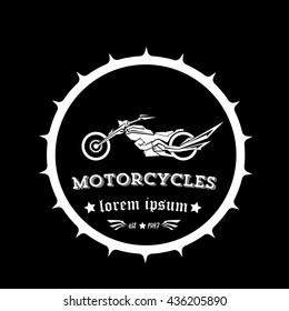 vintage motorcycle label or badge, design element. abstract motorcycle logo with wings
