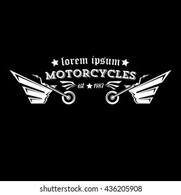 vintage motorcycle label or badge, design element. abstract motorcycle logo with wings