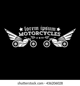 vintage motorcycle label or badge, design element. abstract motorcycle logo with wings