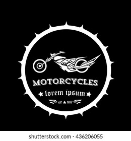 vintage motorcycle label or badge, design element. abstract motorcycle logo with wings