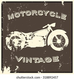 Vintage motorcycle label. Isolated object, grunge effect.