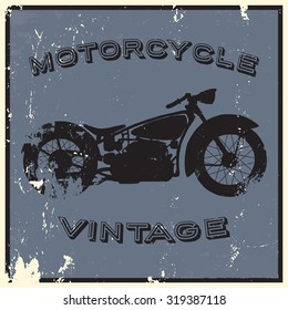Vintage motorcycle label. Isolated object, grunge effect.