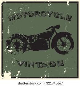 Vintage motorcycle label. Isolated object, grunge effect.