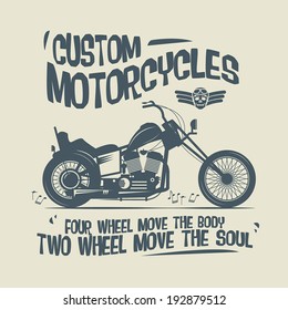 Vintage Motorcycle label or poster, vector illustration