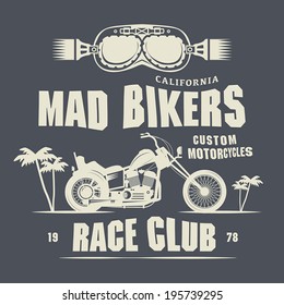 Vintage Motorcycle label or poster, vector illustration