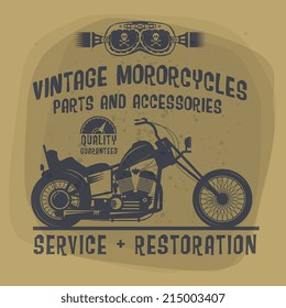 Vintage Motorcycle label or poster, vector illustration