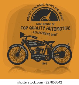 Vintage Motorcycle label or poster, vector illustration