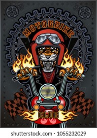 
Vintage motorcycle label with Tiger