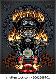 Vintage motorcycle label with Tiger