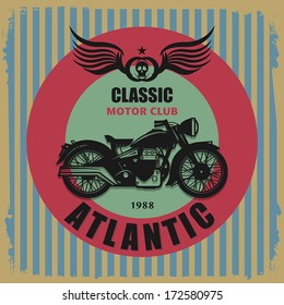 Vintage Motorcycle label, vector illustration