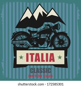 Vintage Motorcycle label, vector illustration