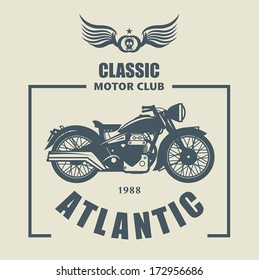 Vintage Motorcycle label, vector illustration