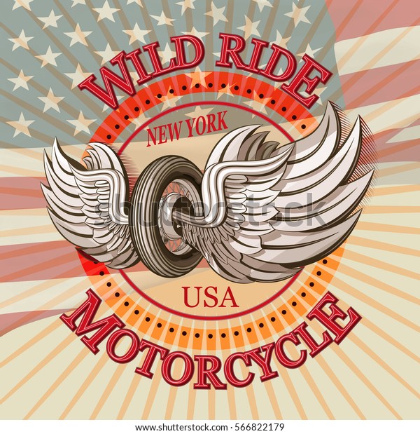 Vintage\
motorcycle label.America motorcycle\
typography.