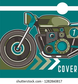 vintage motorcycle labels, badges and design elements, racer, print and banner, emblem, - Vector