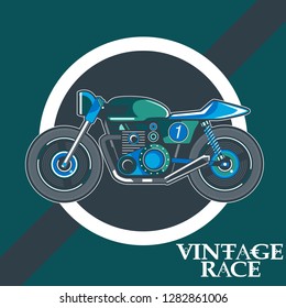 vintage motorcycle labels, badges and design elements, racer, print and banner, emblem, - Vector