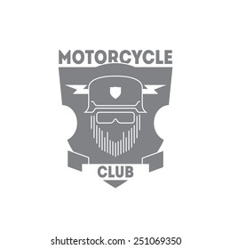 Vintage motorcycle labels, badges or logo with biker face. Vector design element.