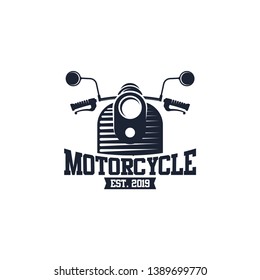 Vintage motorcycle logo template in blue color
