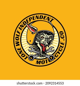 Vintage Motorcycle Lone wolf. Hand drawn Vector illustration