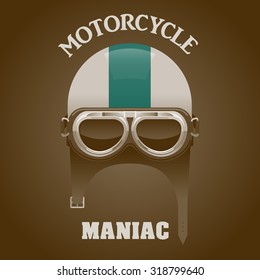 Vintage Motorcycle Maniac Poster, Vector Illustration