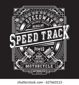 Vintage motorcycle piston typography, tee shirt graphics, vectors