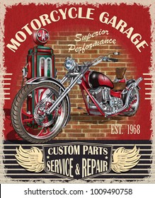 Vintage Motorcycle Poster.