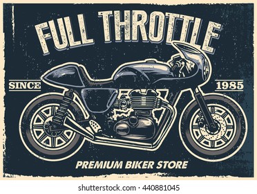 vintage motorcycle poster, texture is easy to remove