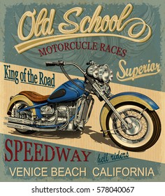 Vintage motorcycle  poster , t-shirt  print.