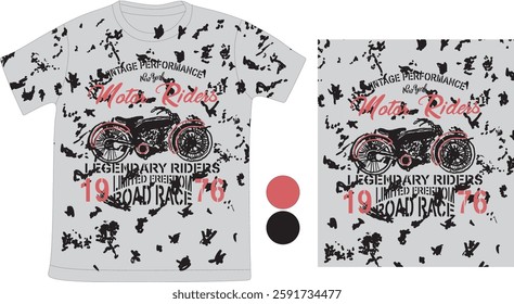 Vintage Motorcycle Print for T-Shirt – Urban and Stylish Design