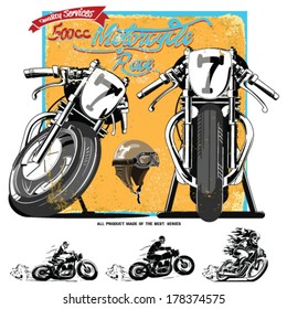 Vintage Motorcycle For Printing.vector Old School Race Poster.